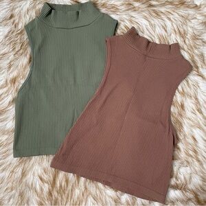 Zara bundle (2) mock neck ribbed tanks